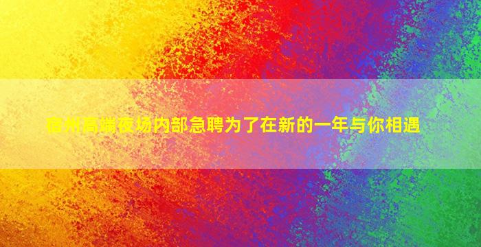 宿州高端夜场内部急聘为了在新的一年与你相遇